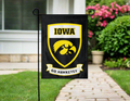 University of Iowa Go Hawkeyes & Shield Logo Double Sided Garden Flag