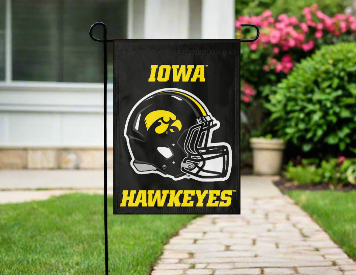 Iowa Football Logo Double Sided Garden Flag