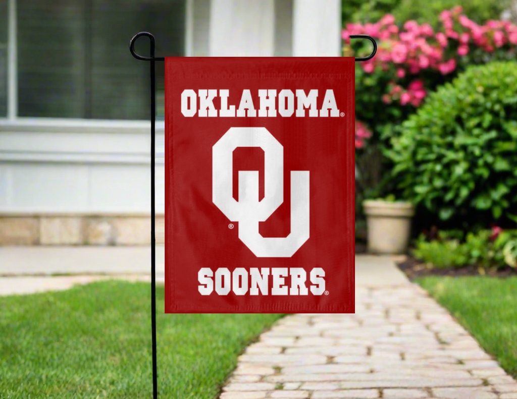 13x18 University of Oklahoma Double Sided Garden Flag with Oklahoma OU Sooners Logo