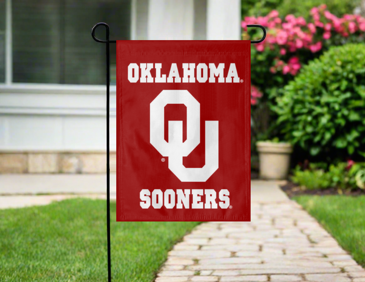 13x18 University of Oklahoma Double Sided Garden Flag with Oklahoma OU Sooners Logo