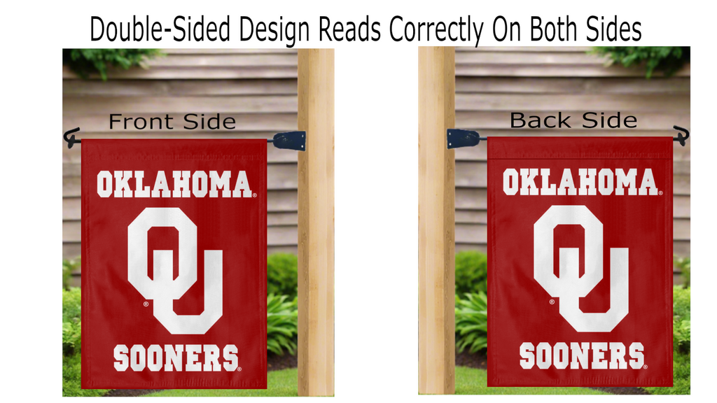 13x18 University of Oklahoma Double Sided Garden Flag with Oklahoma OU Sooners Logo