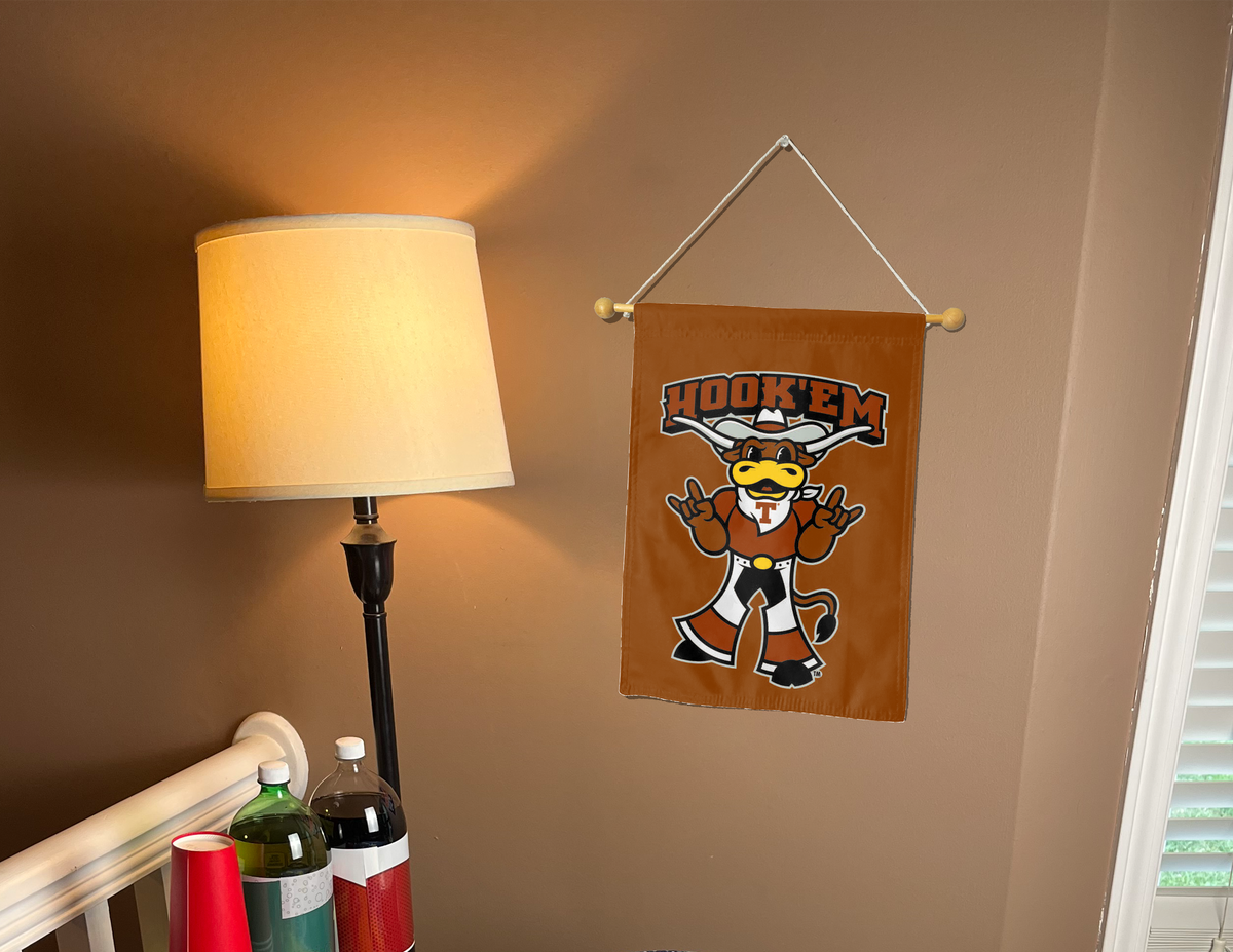 13x18 Texas Longhorns Double Sided Garden Flag with Hook Em Horns Logo