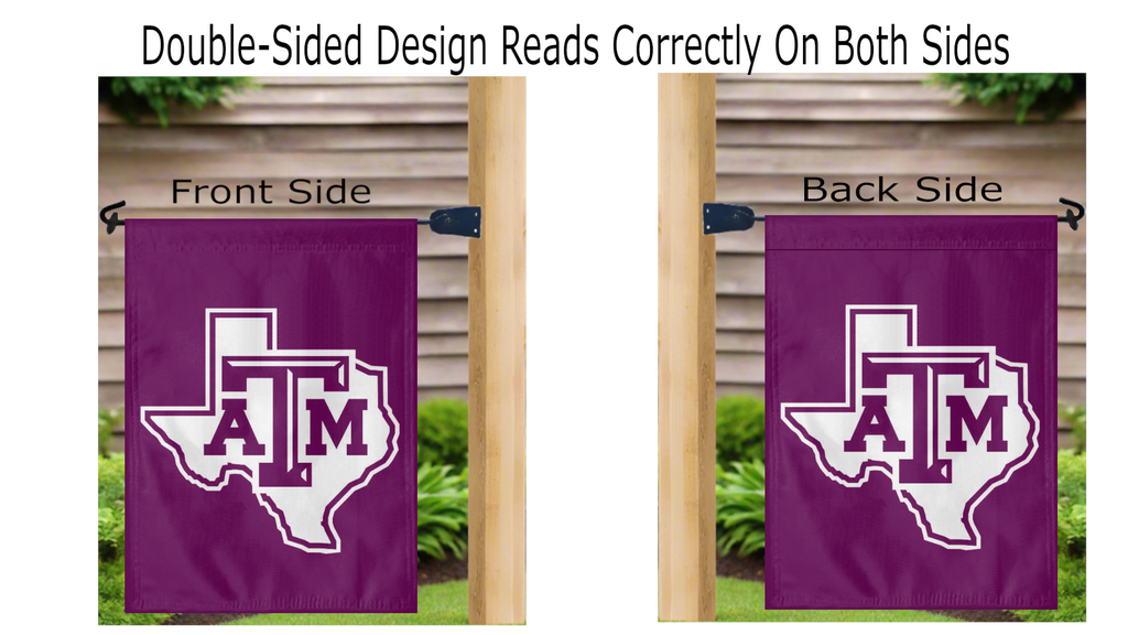 13x18 Texas A&M Double Sided Garden Flag with Texas Border and ATM Logo