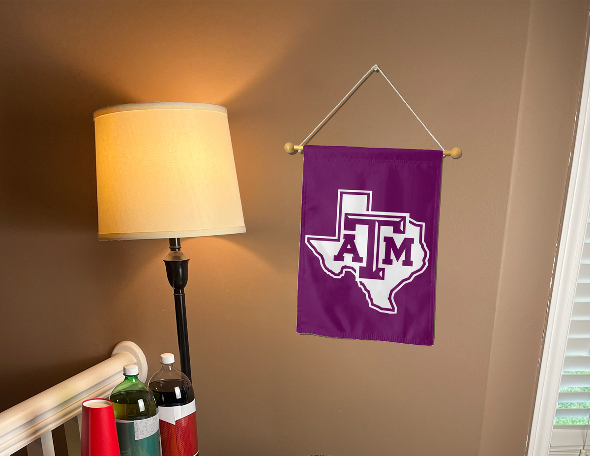 13x18 Texas A&M Double Sided Garden Flag with Texas Border and ATM Logo