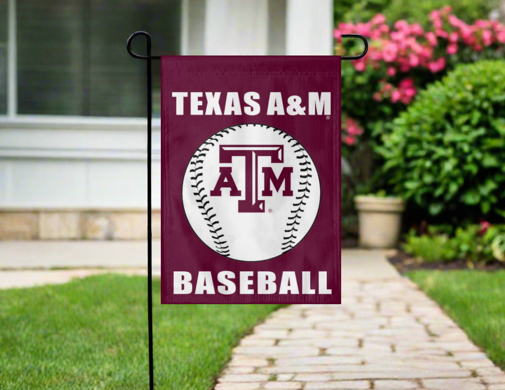 13x18 Texas A&M Double Sided Garden Flag with Texas A&M Baseball Logo