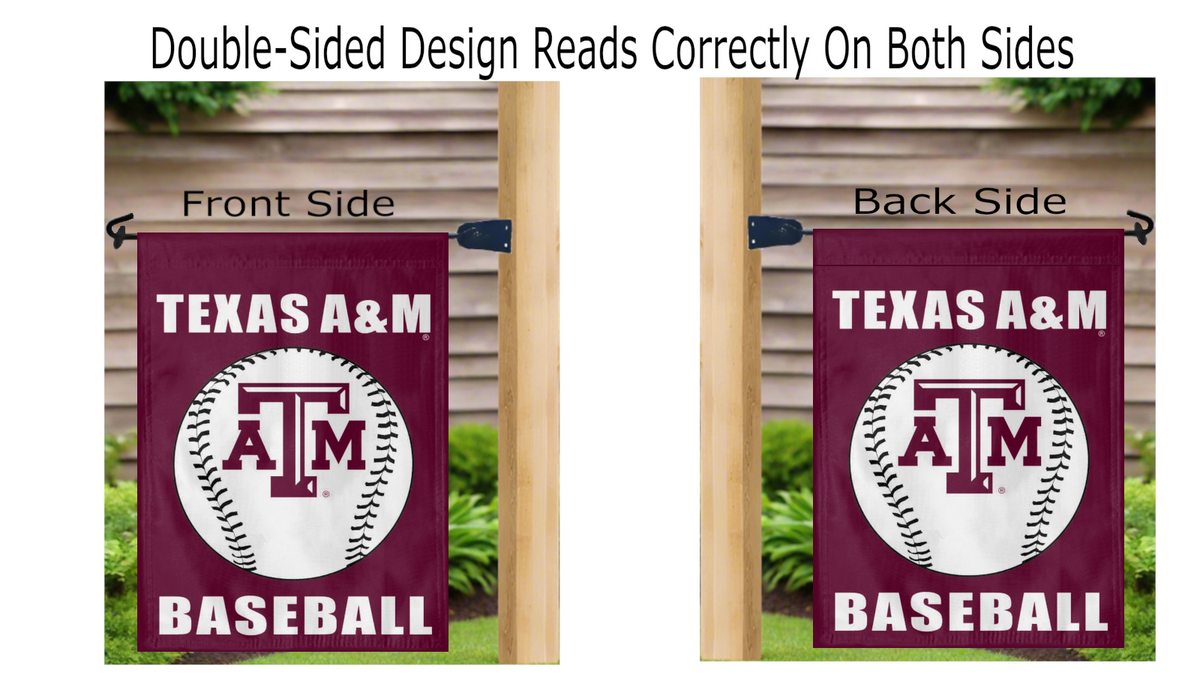 13x18 Texas A&M Double Sided Garden Flag with Texas A&M Baseball Logo