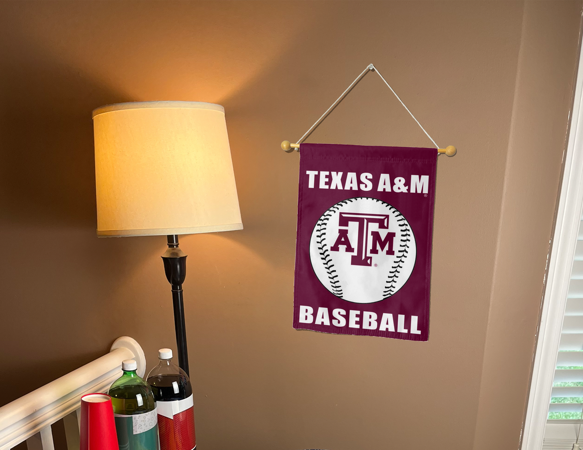 13x18 Texas A&M Double Sided Garden Flag with Texas A&M Baseball Logo