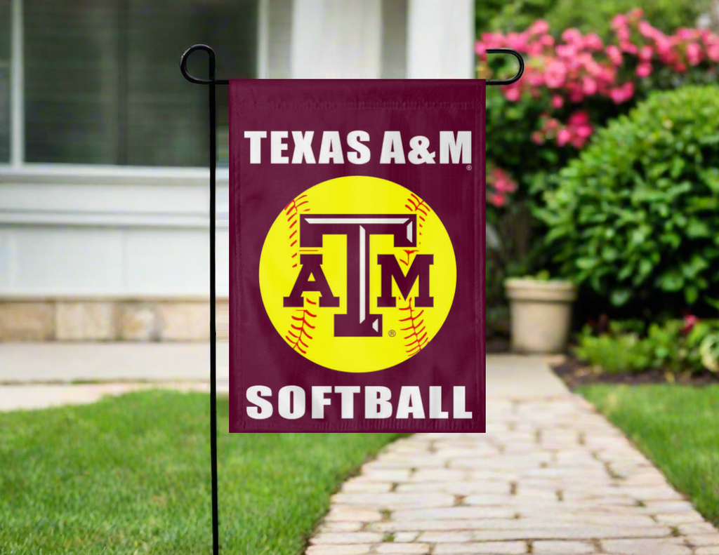 13x18 Texas A&M Double Sided Garden Flag with Softball Logo