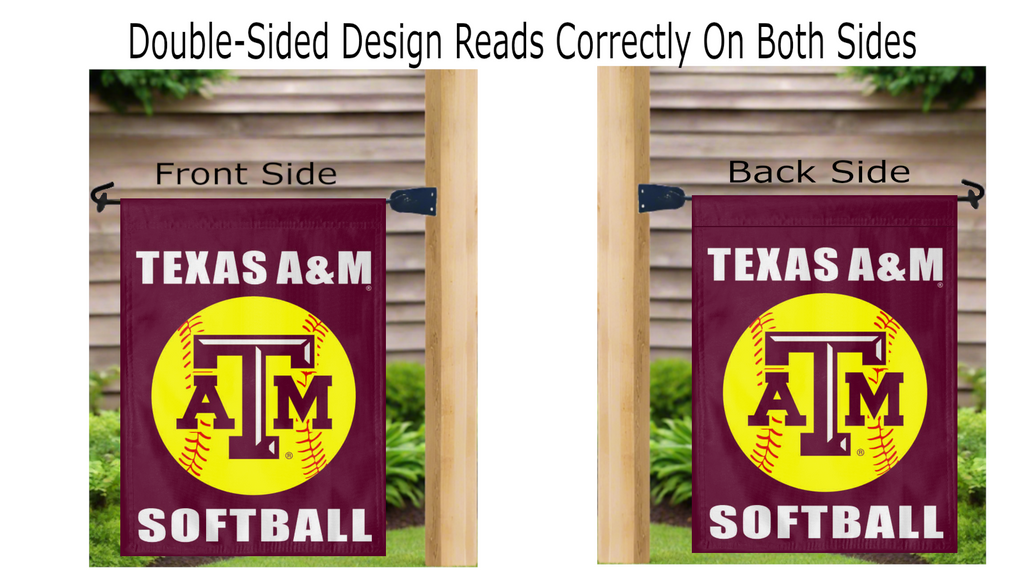 13x18 Texas A&M Double Sided Garden Flag with Softball Logo
