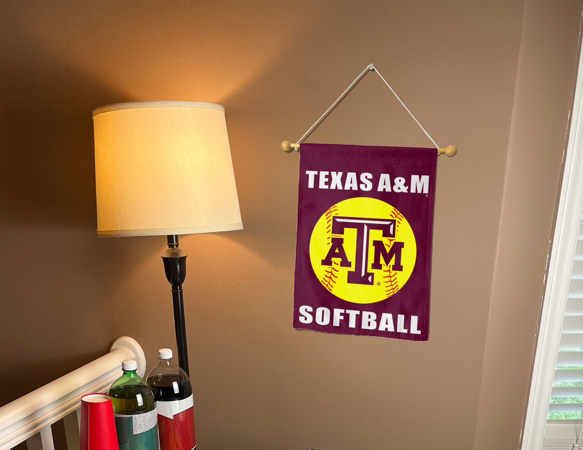 13x18 Texas A&M Double Sided Garden Flag with Softball Logo