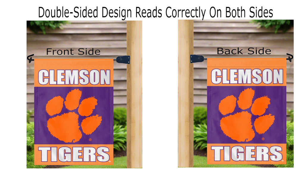 Clemson Tigers Double Sided Garden Flag with Purple and Orange Clemson Tigers Logo