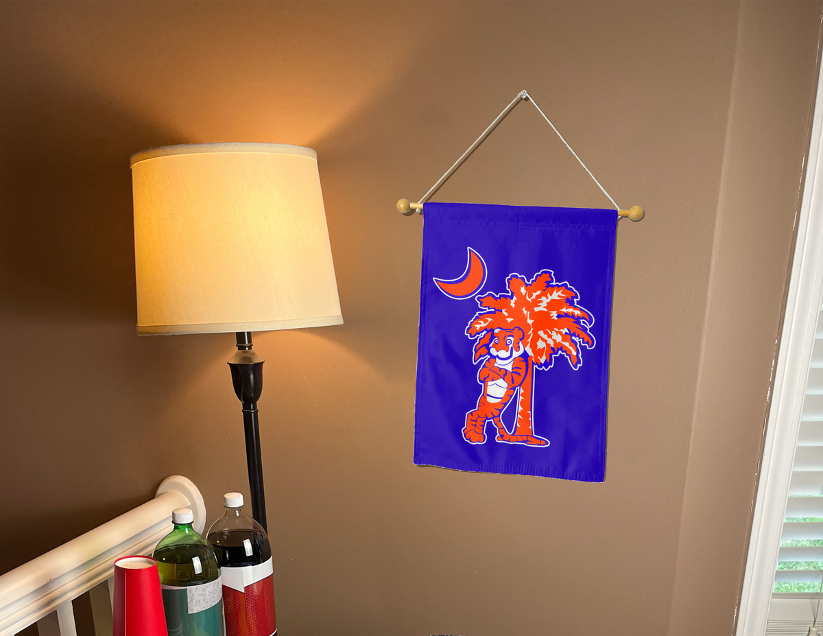 Clemson University - Tiger and Palmetto Tree Purple Double Sided Garden Flag