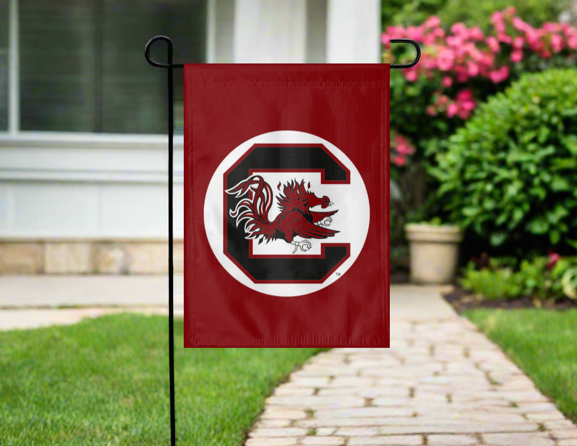University of South Carolina - Gamecocks Logo on Football Helmet 1983-1998 Garden Flag