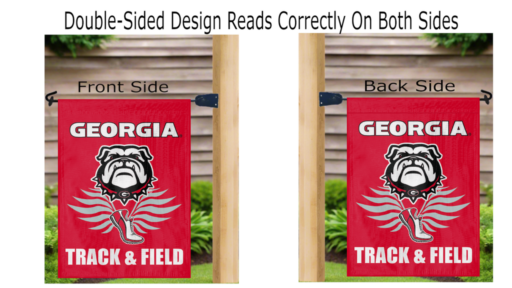 13x18 University of Georgia Track & Field Double Sided Garden Flag