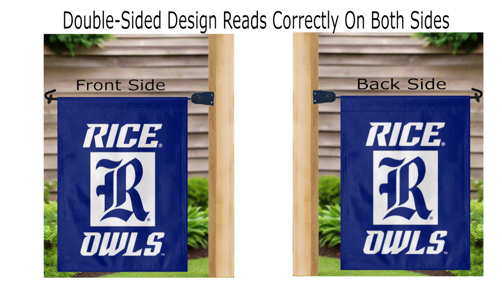 Rice University - R Rice Owls Double Sided Garden Flag