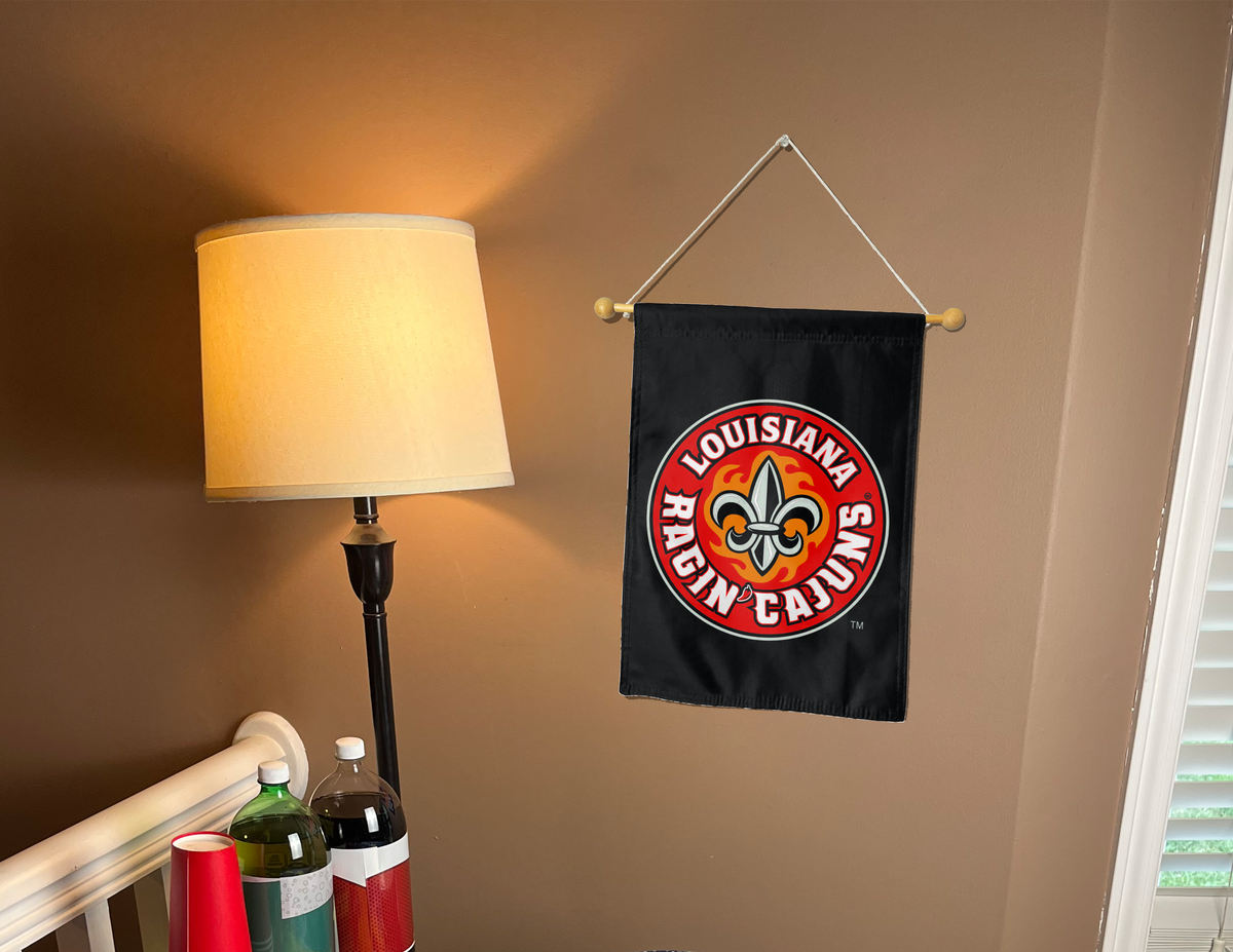 Louisiana Ragin Cajuns Black and Red Double Sided Garden Flag