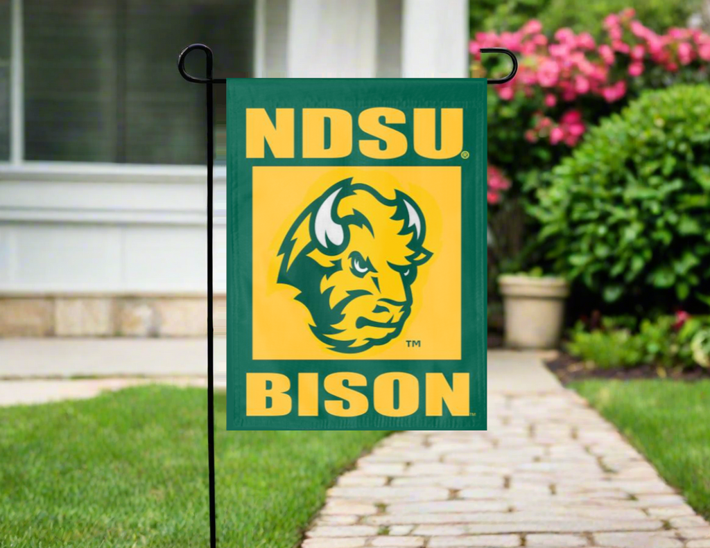 North Dakota State - NDSU Bison Green & Gold Double Sided Garden Flag