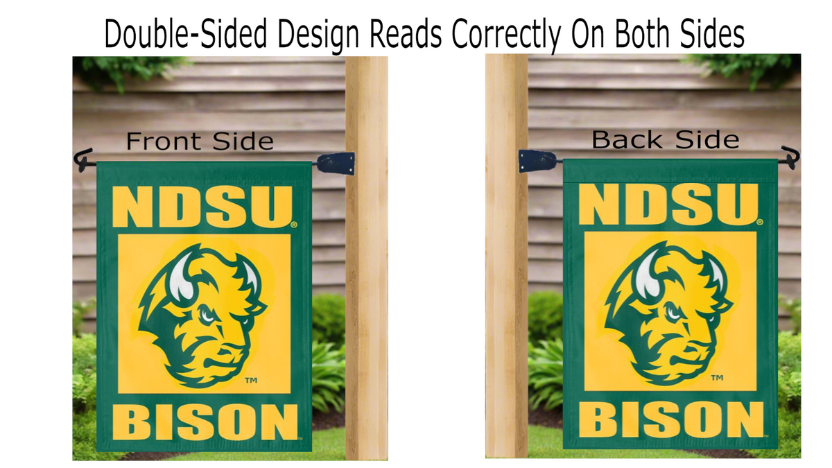 North Dakota State - NDSU Bison Green & Gold Double Sided Garden Flag