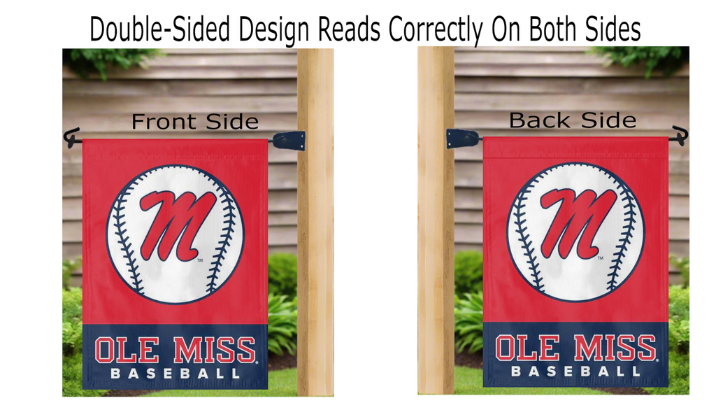 Ole Miss Baseball Double Sided Garden Flag