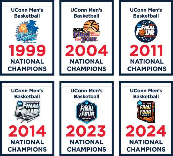 UCONN National Champions Basketball 6 Pack Double Sided Garden Flags