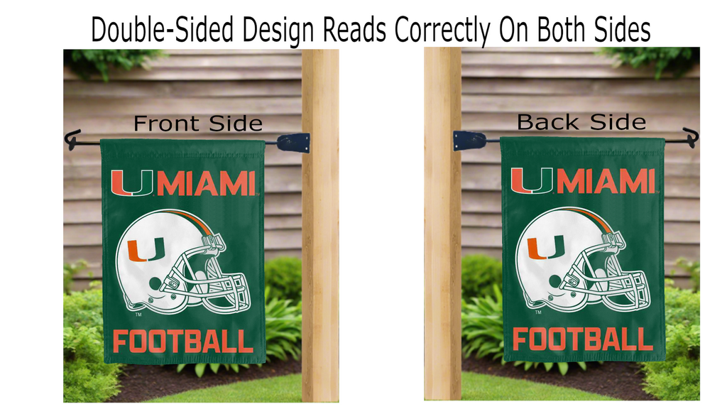 Miami Hurricanes Football Double Sided Garden Flag