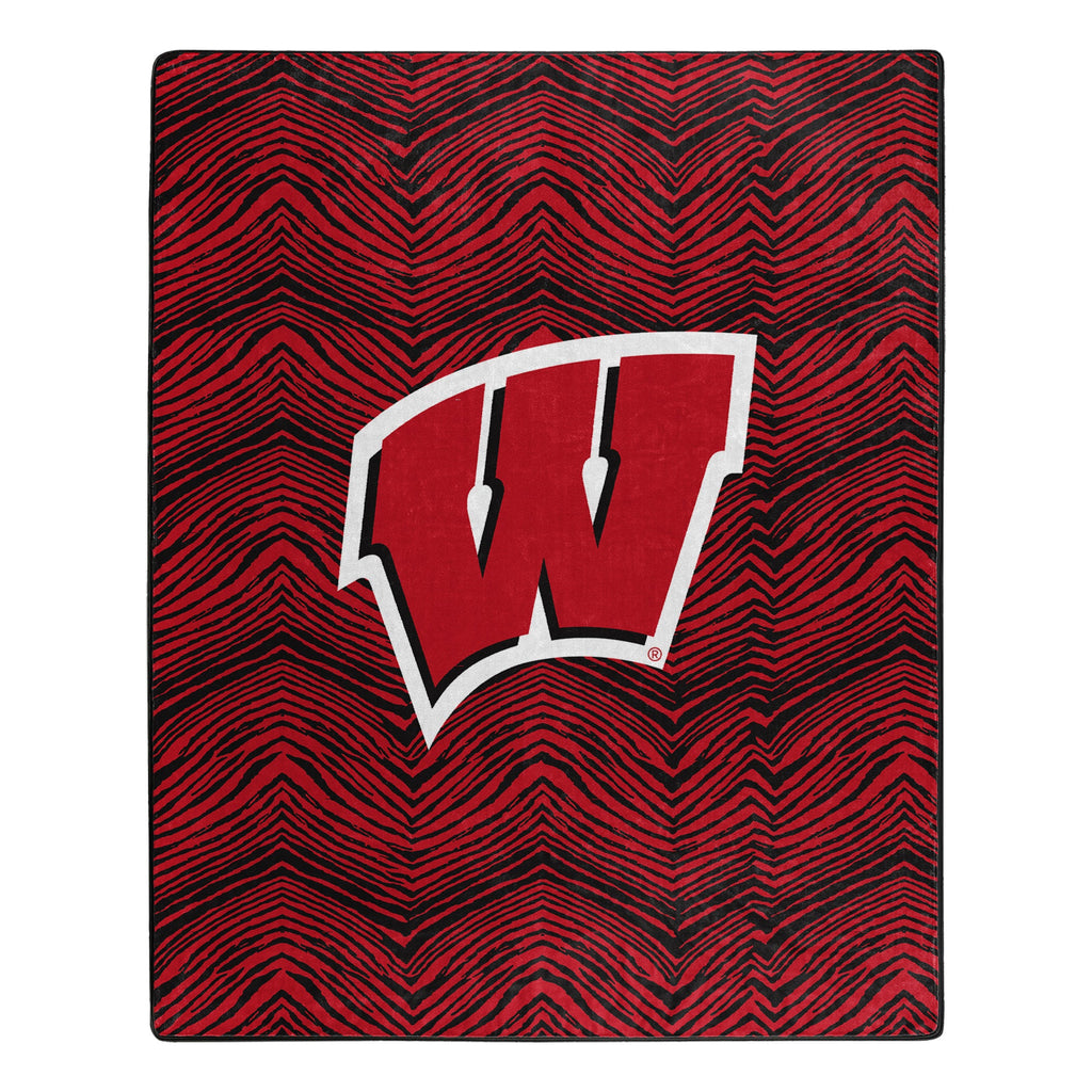 Zubaz x Northwest NCAA Wisconsin Badgers Zubified Raschel Throw Blanket