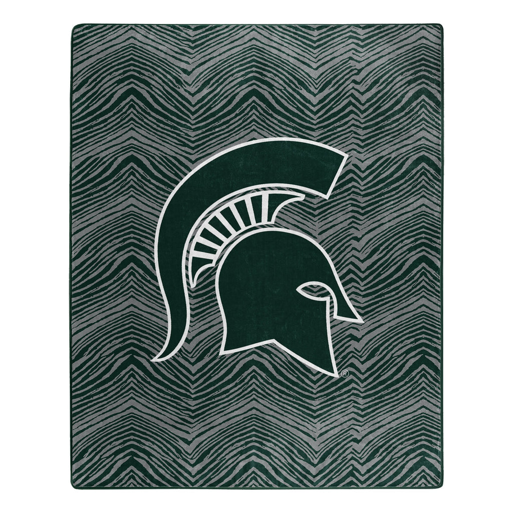 Zubaz x Northwest NCAA Michigan State Spartans Zubified Raschel Throw Blanket