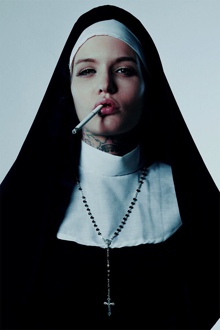 Black And White Rebellious Nuns Smoking Poster Wall Art Print Home Wall Decor