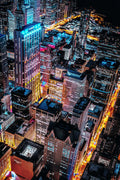 Aerial Photo Of Cityscape At Night Poster Wall Art Print Home Wall Decor