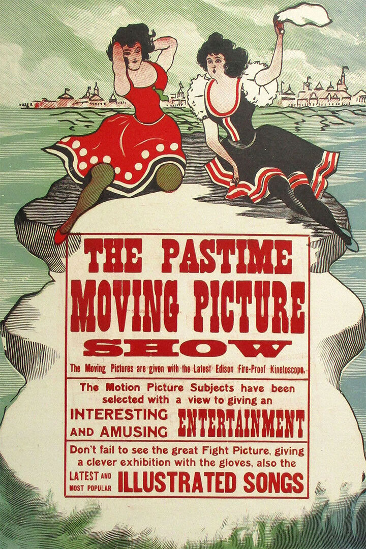 The Pastime Moving Picture Show 1913 Silent Movie Poster Wall Art Print Home Wall Decor