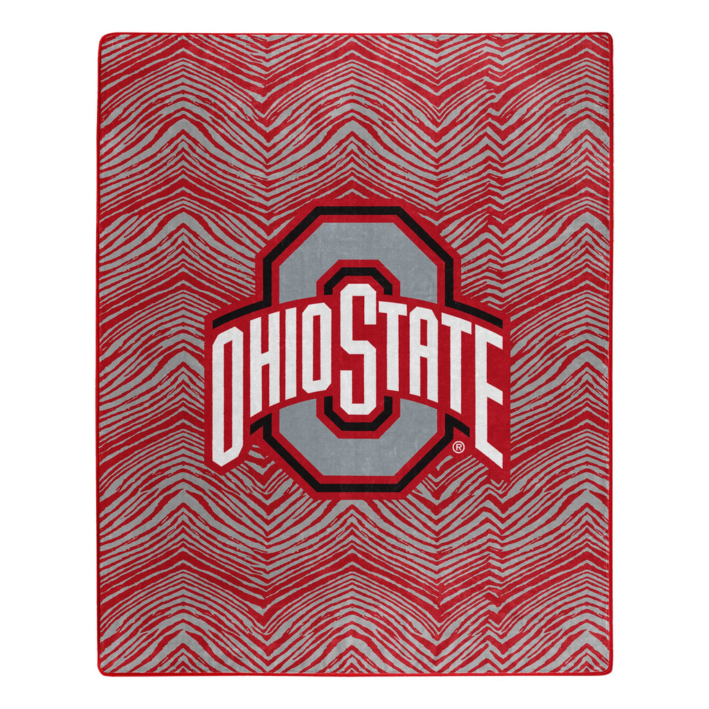 Zubaz x Northwest NCAA Ohio State Buckeyes Zubified Raschel Throw Blanket