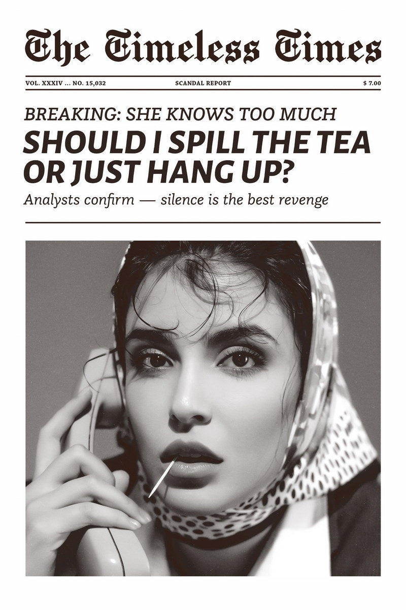Spill The Tea Quote Poster Black And White Newspaper Print Retro Glam Wall Art Bedroom Living Room Dorm Decor Feminist Aesthetic