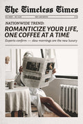 Coffee Poster Black And White Trendy Newspaper Print Feminist Funky Girl Wall Art Girly Dorm Bedroom Decor European Chic Aesthetic