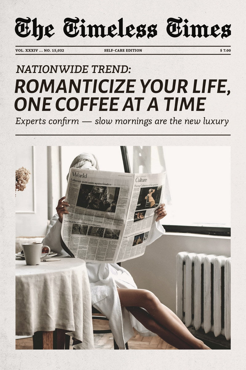 Coffee Poster Black And White Trendy Newspaper Print Feminist Funky Girl Wall Art Girly Dorm Bedroom Decor European Chic Aesthetic