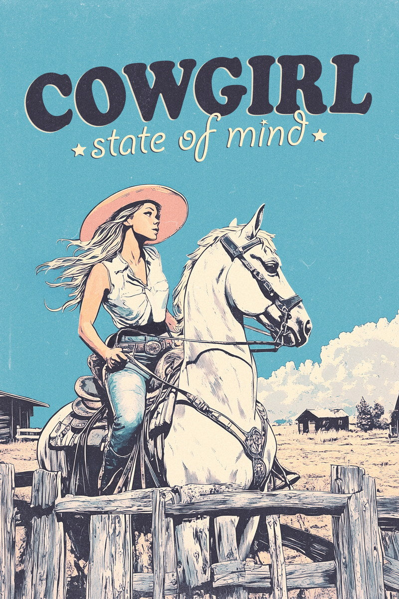Cowgirl Poster Western Retro Rodeo Wall Art Country Girl Aesthetic Rustic Farmhouse Decor Boho Artwork Horse Ranch Print