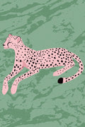 Pink Cheetah Poster Eclectic Animals Wall Art Leopard Room Decor Modern Boho Cats Print Pink Dot Cartoon Art