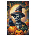 Scary Skeleton Halloween Print Witch Hat Fall Poster Raven Boho Pumpkin Trendy Halloween Wall Art