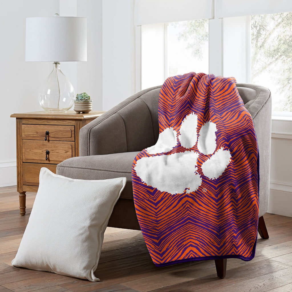 Zubaz x Northwest NCAA Clemson Tigers Zubified Raschel Throw Blanket
