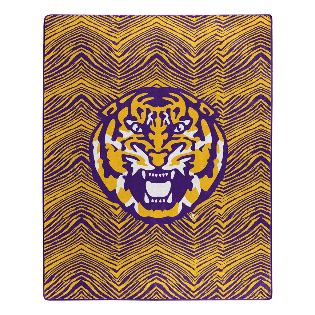 Zubaz x Northwest NCAA LSU Tigers Zubified Raschel Throw Blanket