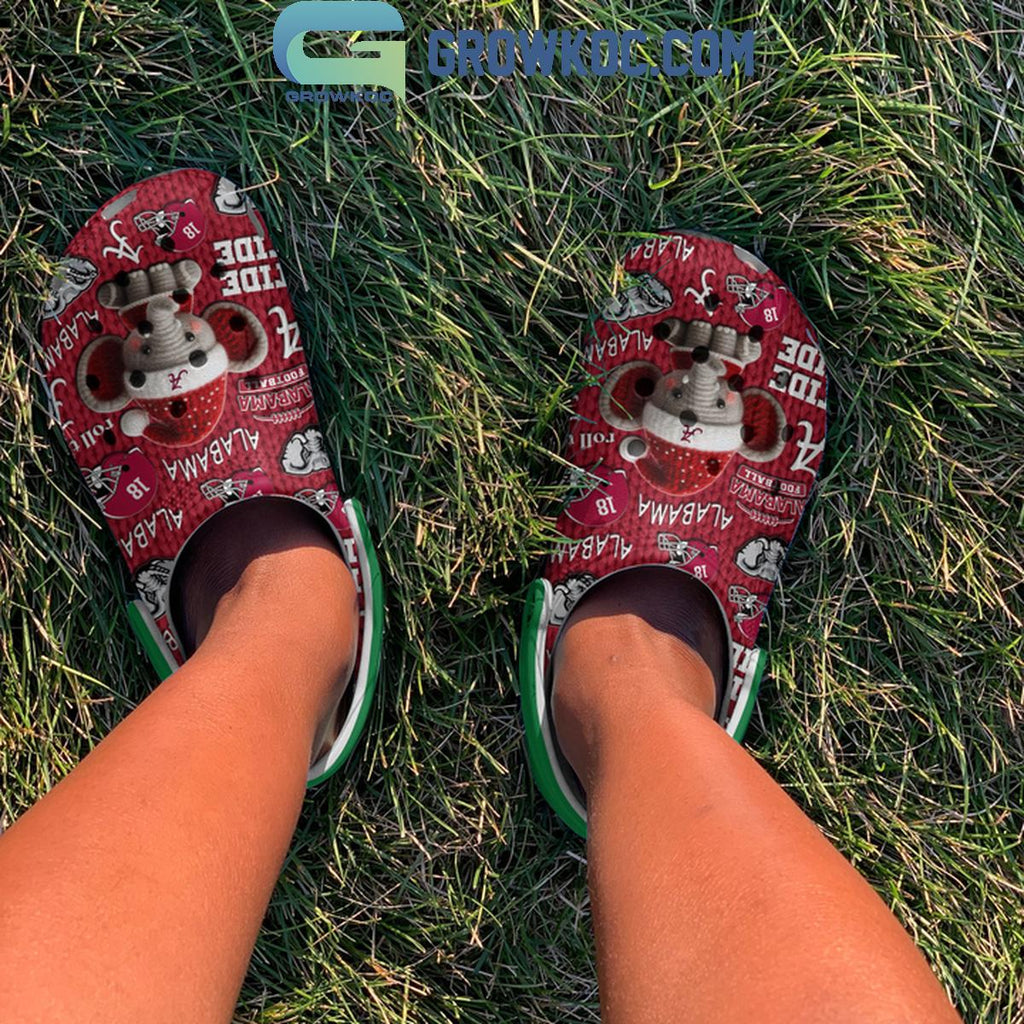 Alabama Crimson Tide Football Roll Tide Roll In Christmas Crocs Clogs
