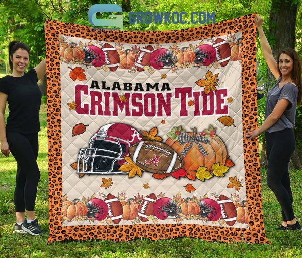 Alabama Crimson Tide NCAA Football Welcome Fall Pumpkin Halloween Fleece Blanket Quilt