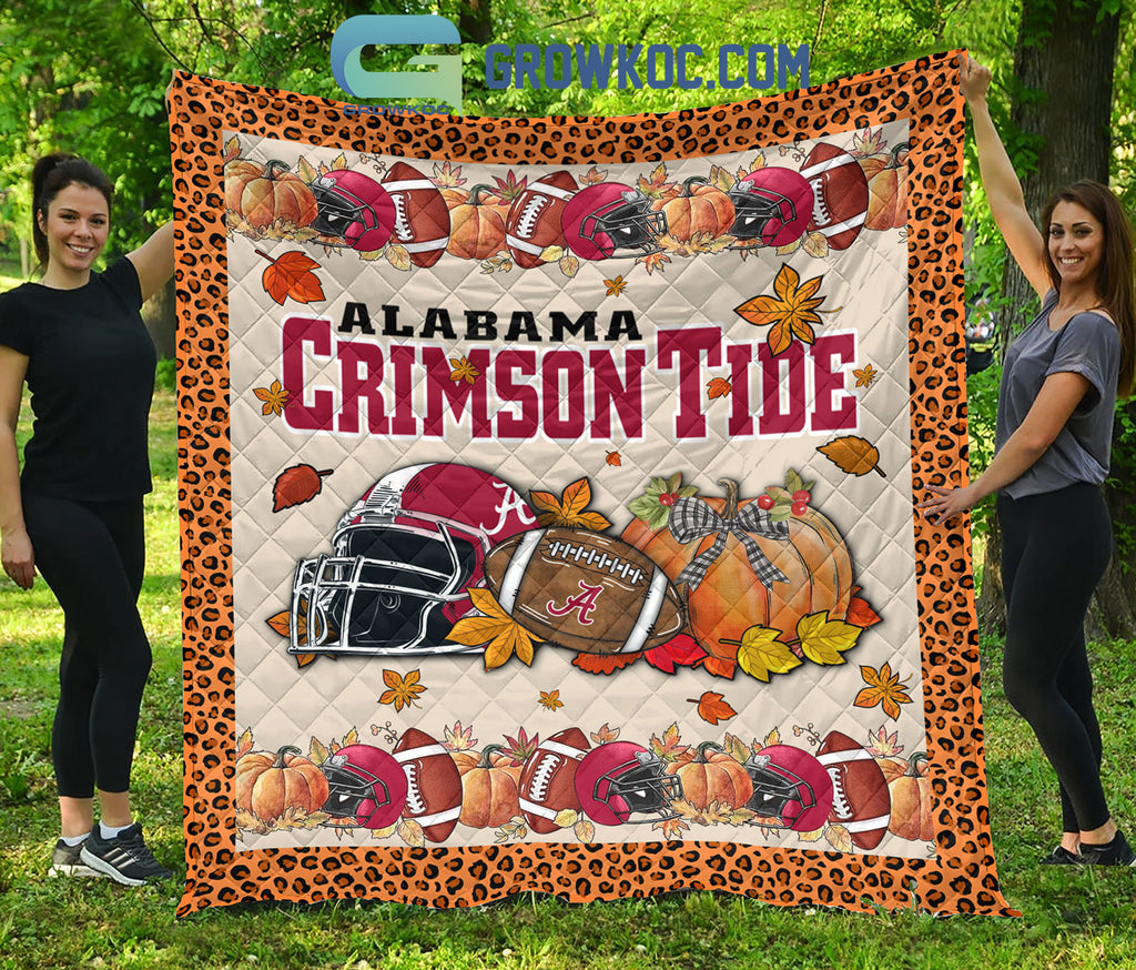Alabama Crimson Tide NCAA Football Welcome Fall Pumpkin Halloween Fleece Blanket Quilt