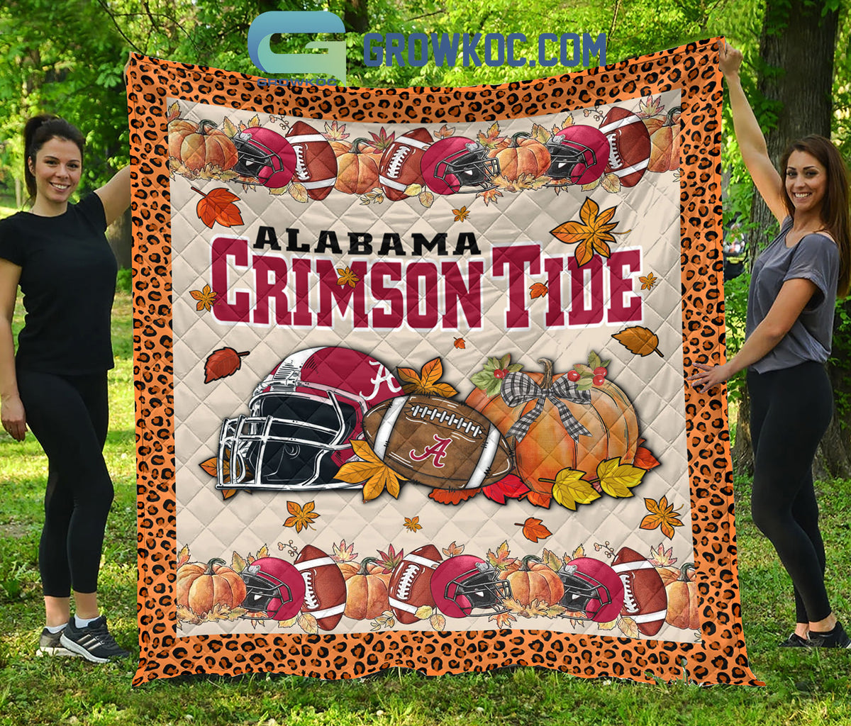 Alabama Crimson Tide NCAA Football Welcome Fall Pumpkin Halloween Fleece Blanket Quilt