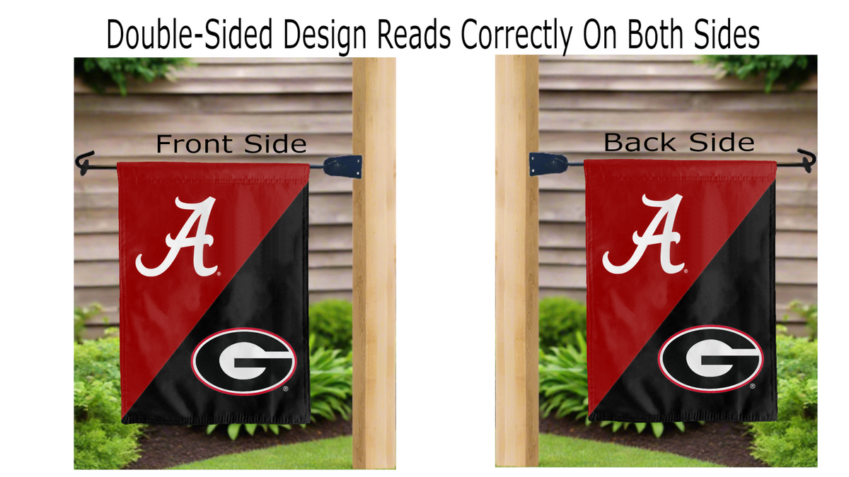 13x18 House Divided Garden Flag with University of Alabama and University of Georgia Logos