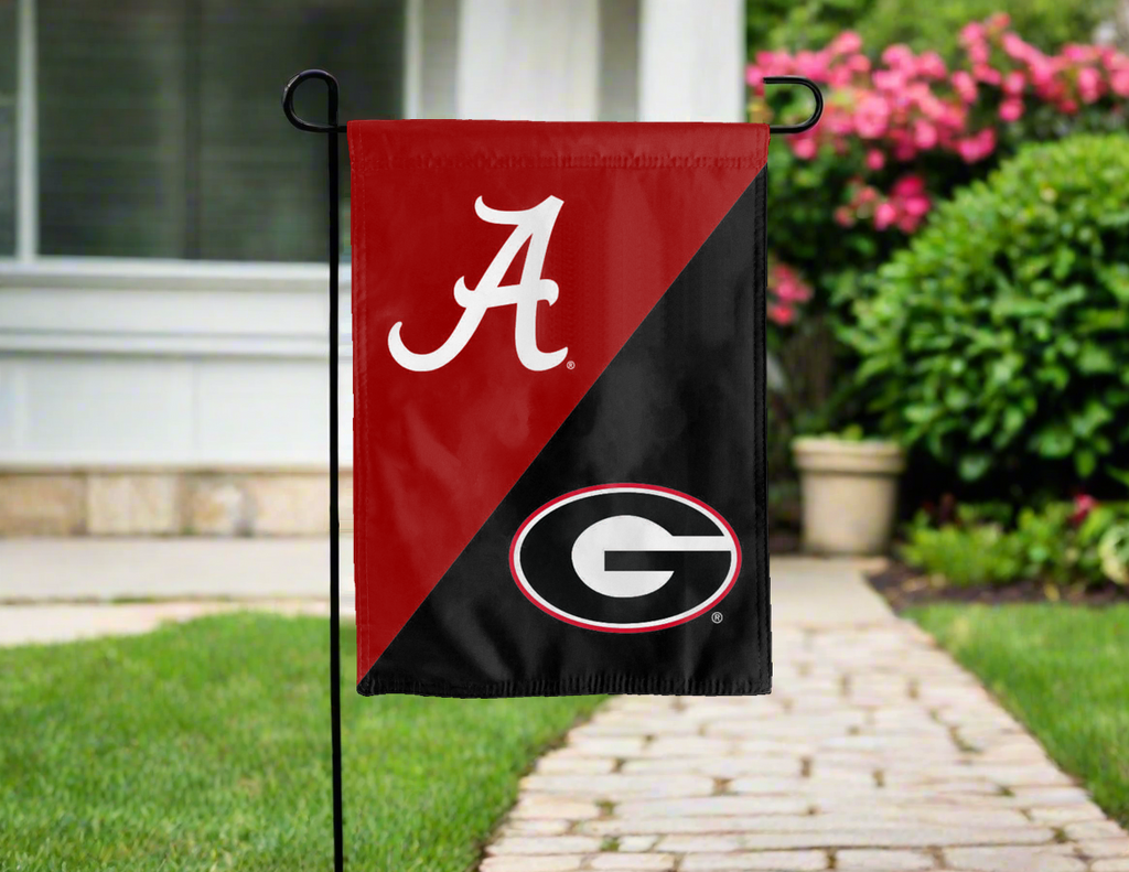 13x18 House Divided Garden Flag with University of Alabama and University of Georgia Logos
