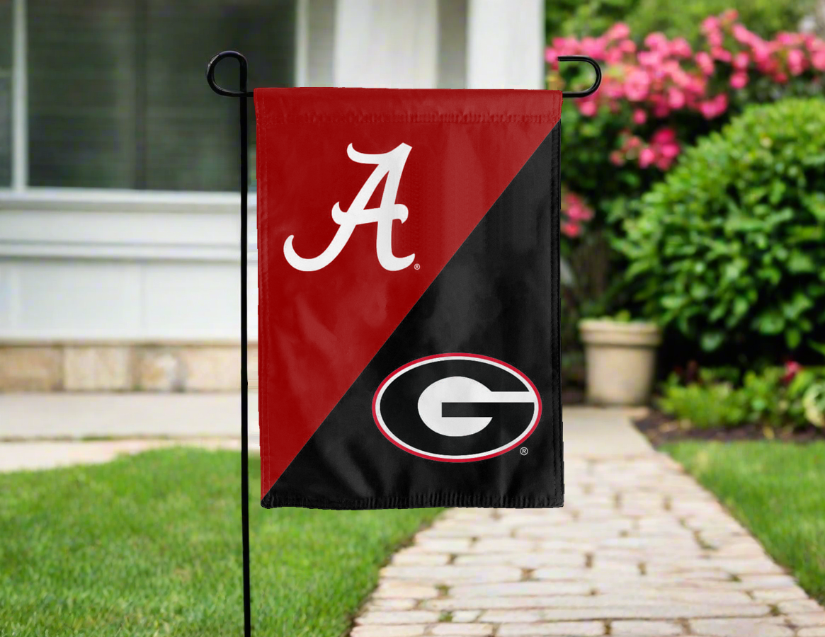 13x18 House Divided Garden Flag with University of Alabama and University of Georgia Logos