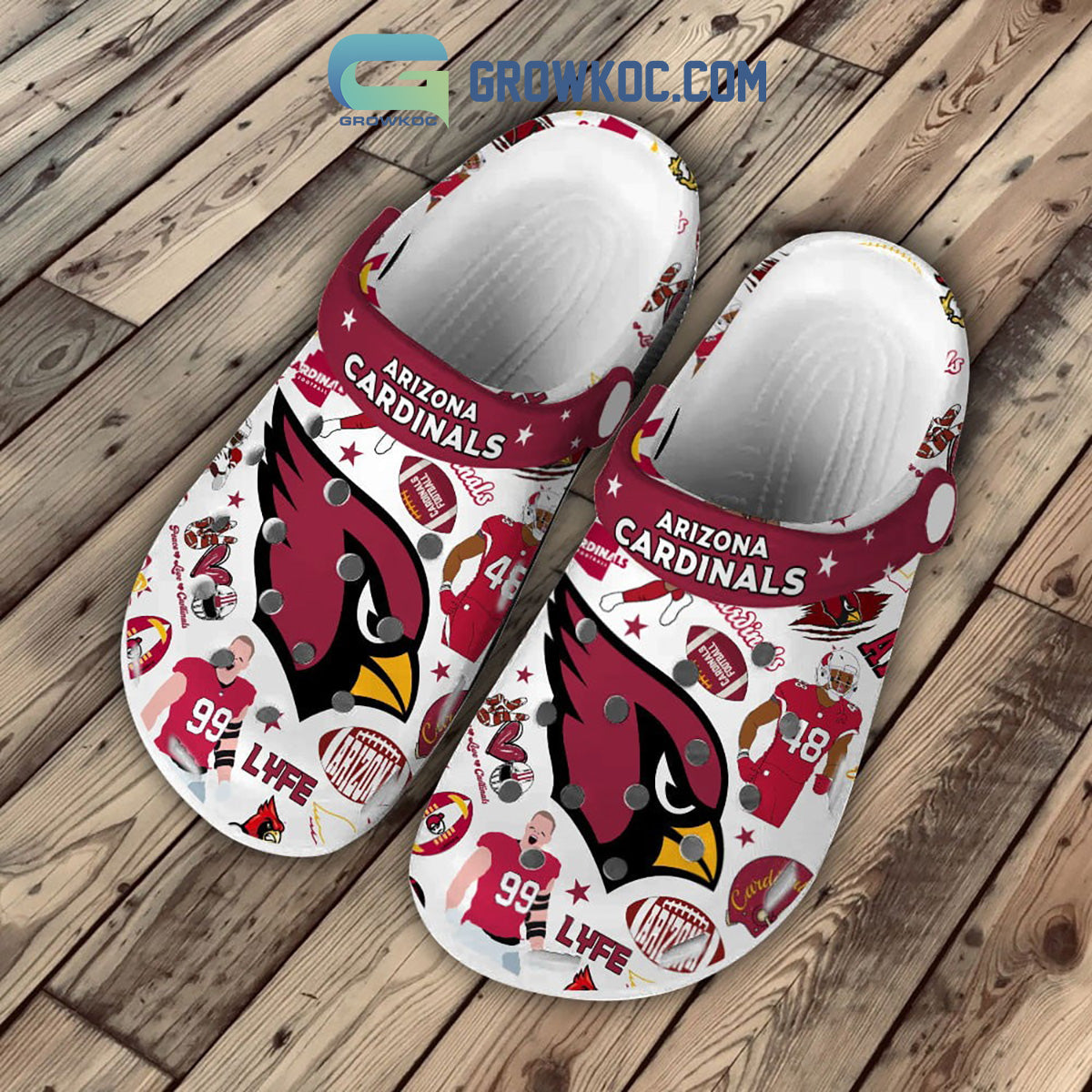 Arizona Cardinals Red White Design Love Clogs Crocs