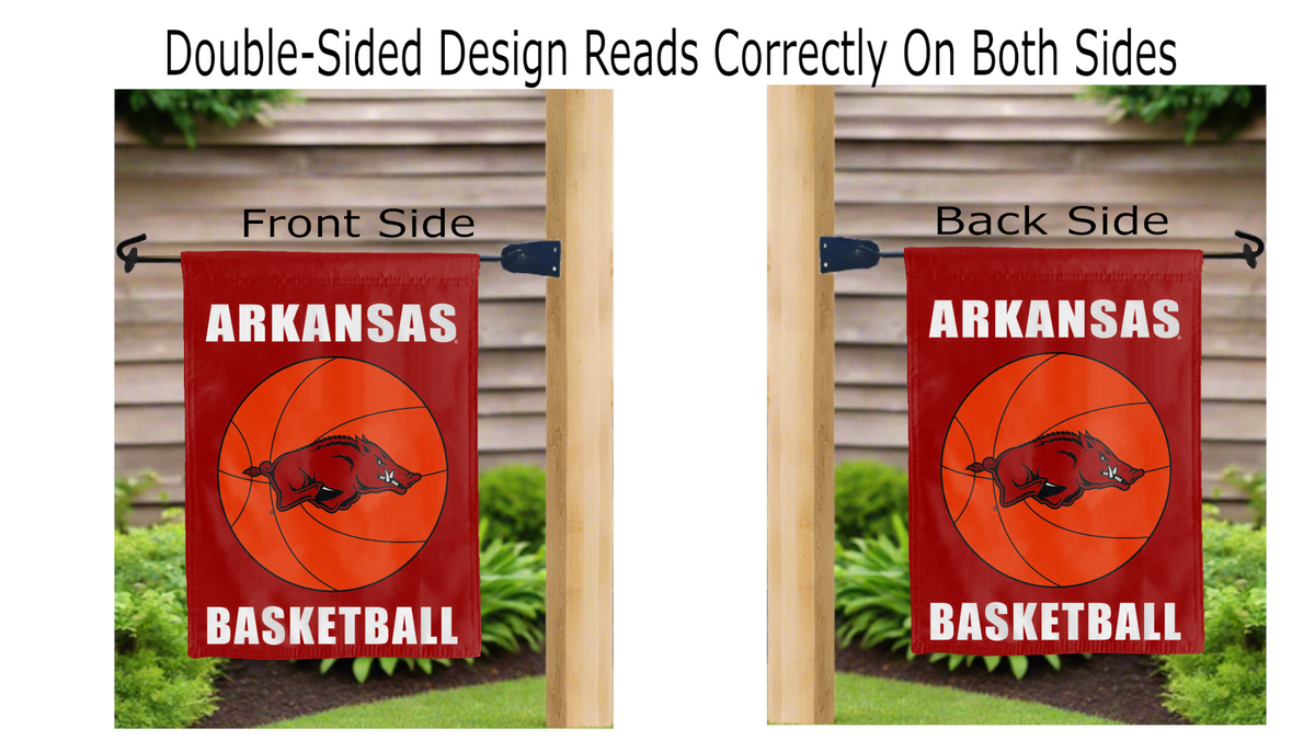 University of Arkansas Razorbacks Basketball Double Sided Garden Flag