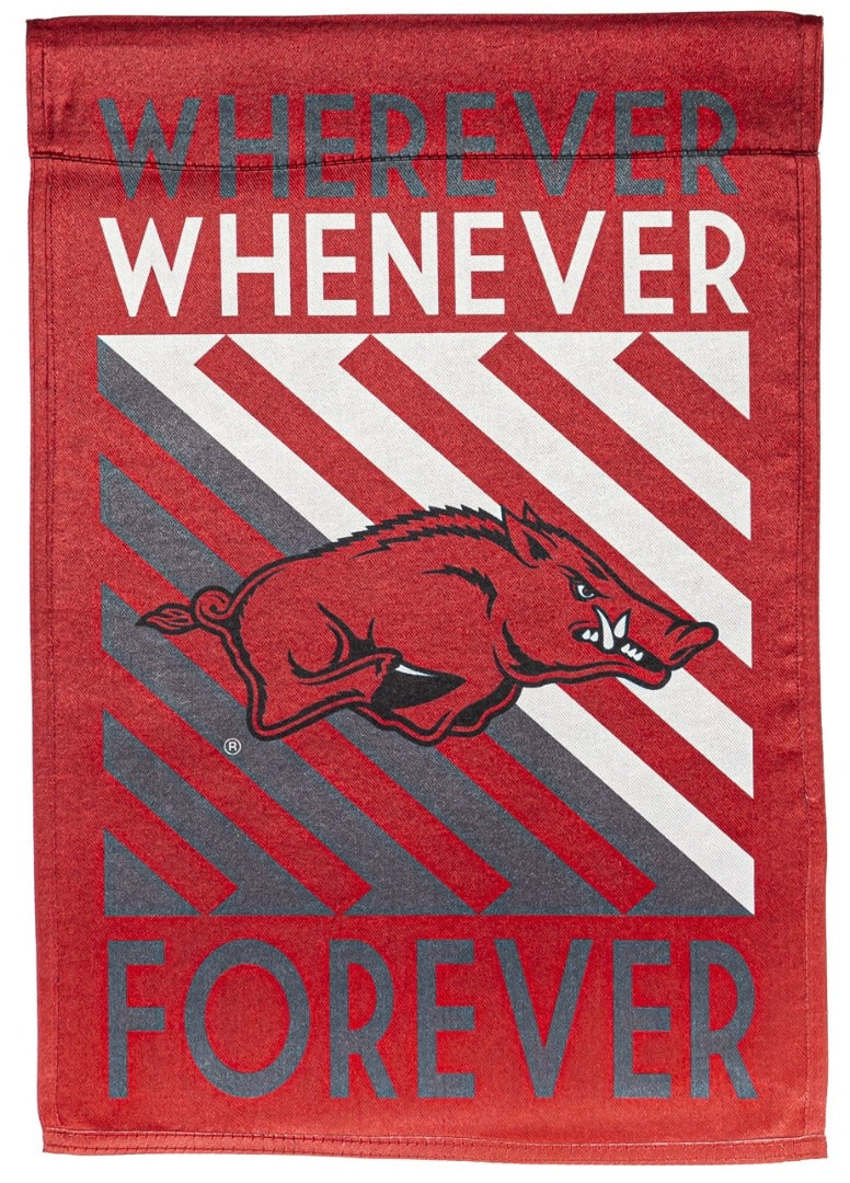 Arkansas Razorbacks Wherever Whenever Forever 2 Sided Garden Flag