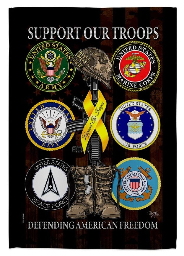 Armed Forces Support Our Troops Garden Flag 2 Sided